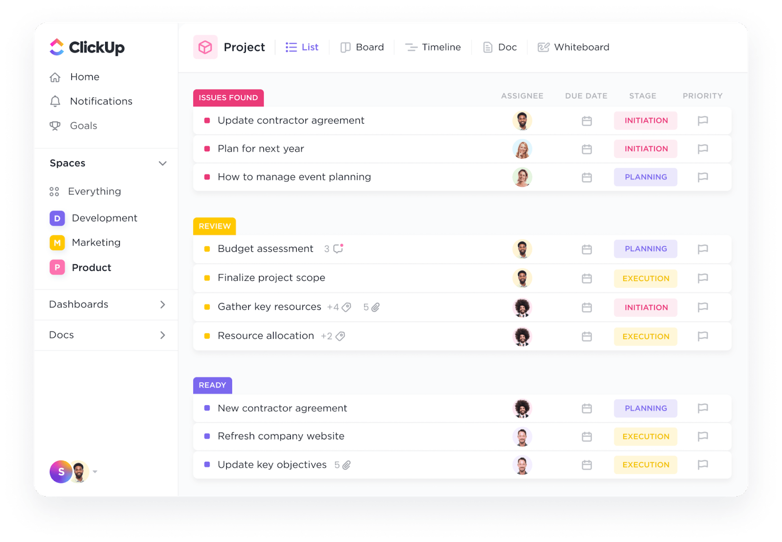 ClickUp’s precise project tracking views