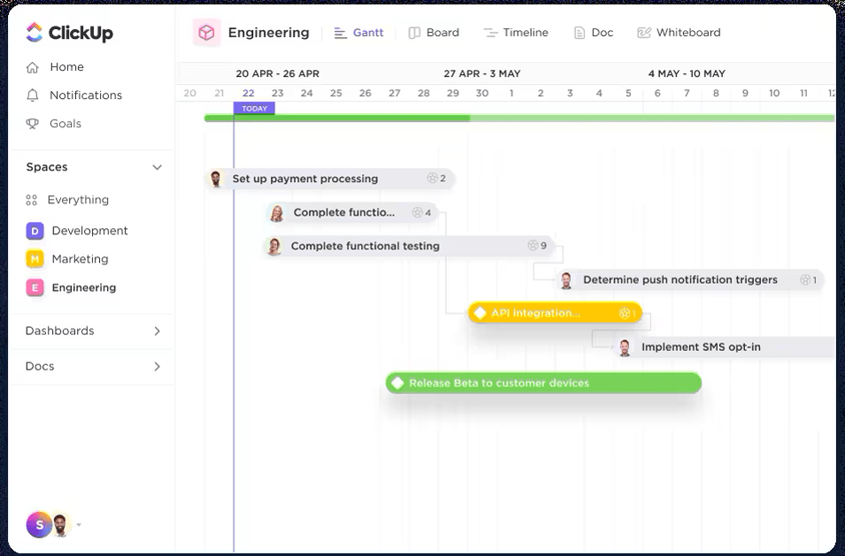 Roadmap di ClickUp