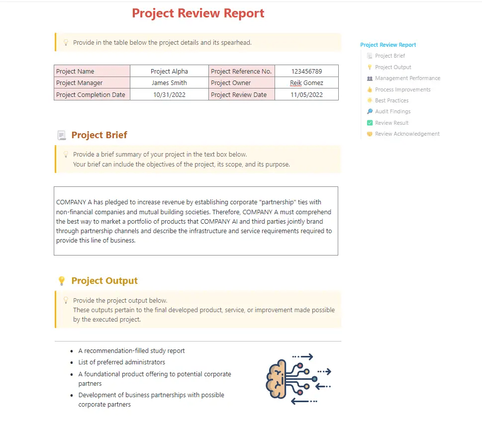 ClickUp Project Review Report Template