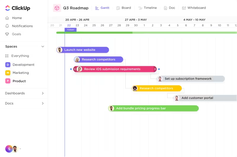 Product roadmap on ClickUp