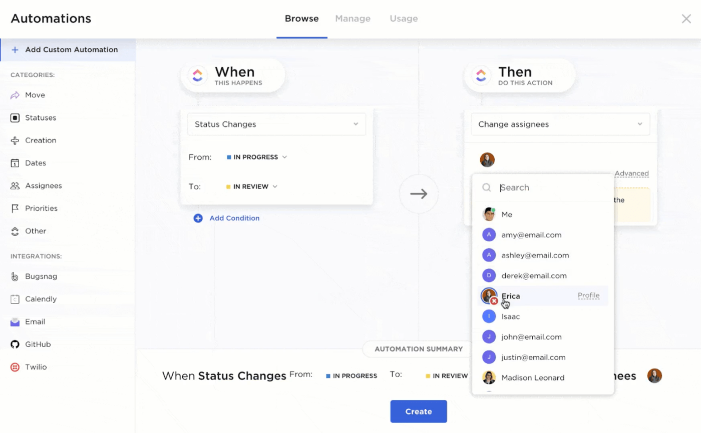 Product management frameworks: Creating an automation in ClickUp