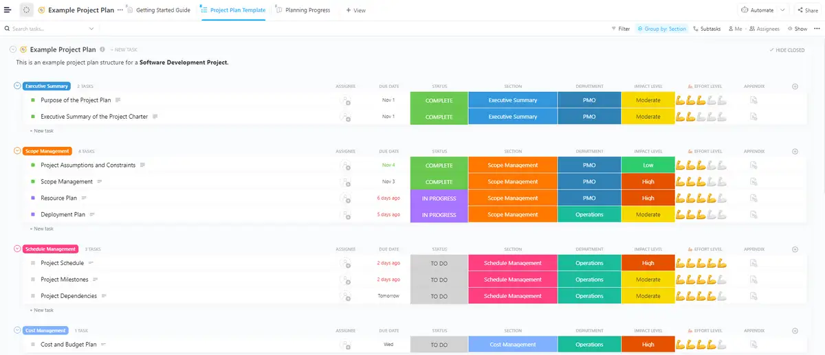 ClickUp Project Plan 