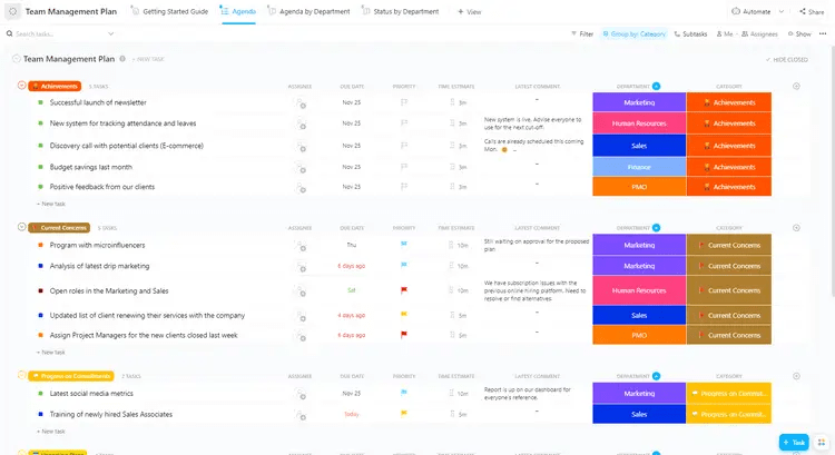 Acompanhe prazos, marcos e entregas com o modelo de plano de gerenciamento de equipe do ClickUp