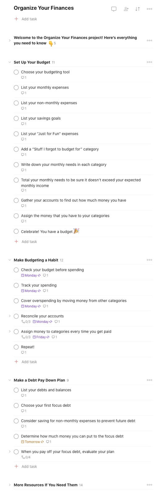 Todoist Budgeting