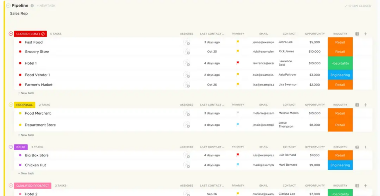 ClickUp Sales Pipeline Template