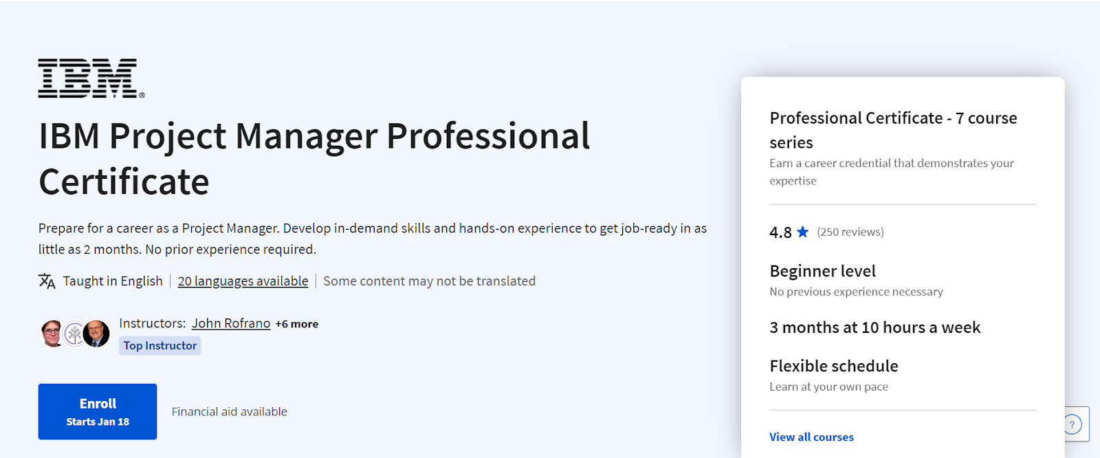 BM Project Manager Professional Certificate