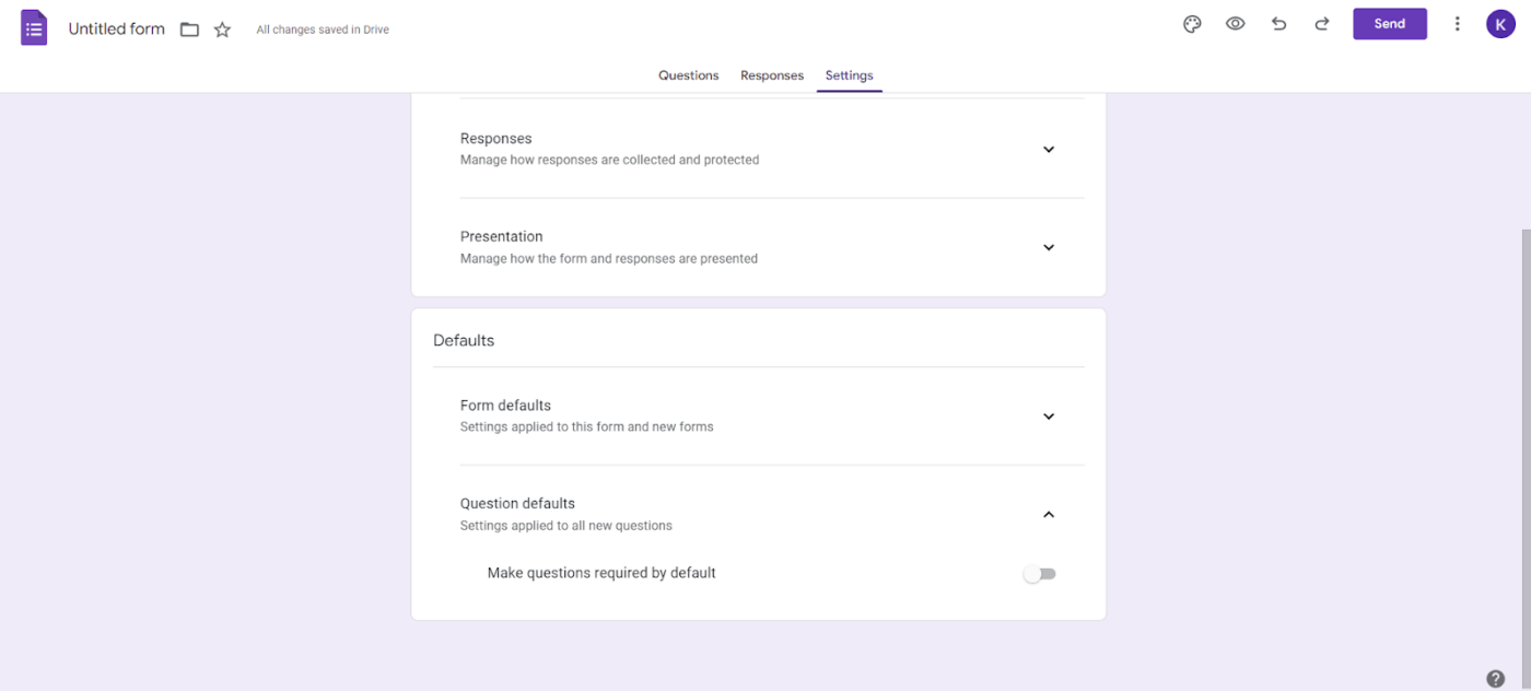 Questions obligatoires dans Google Forms