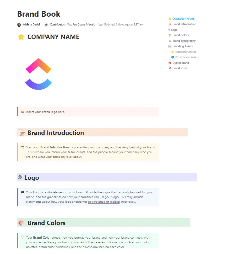 Use o modelo Brand Book para organizar todas as suas ideias em um só lugar