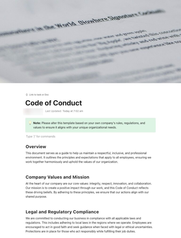 ClickUp Code of Conduct Template