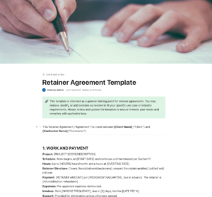 Retainer Subscription Form 10 Free Retainer Agreement Templates in Word and ClickUp