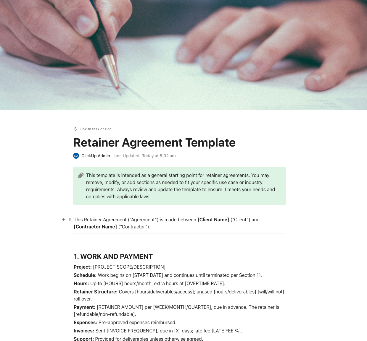 10 Templat Perjanjian Retainer Gratis di Word dan ClickUp