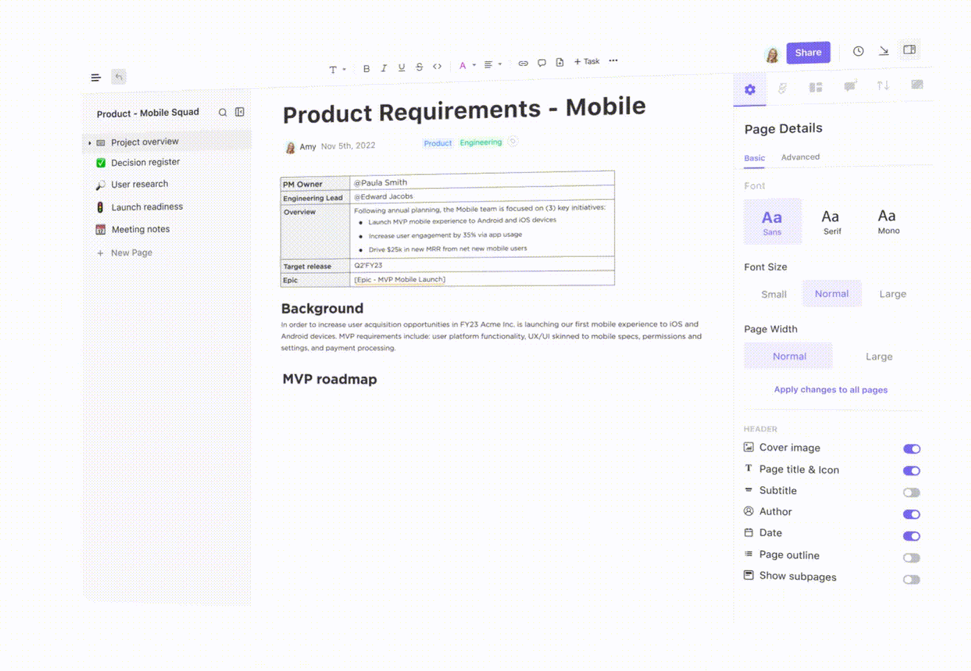 ClickUp pour les équipes logicielles et informatiques