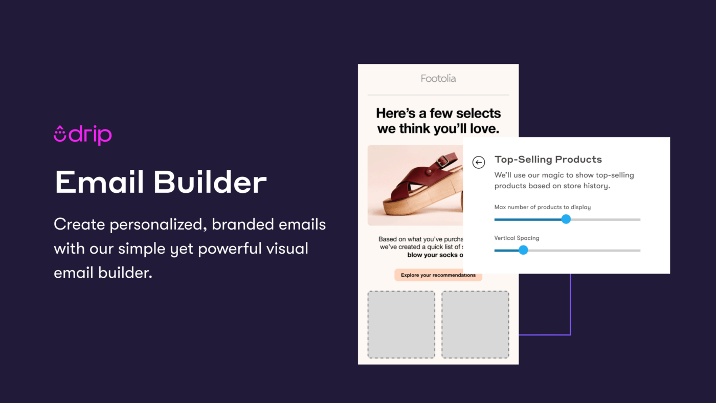 Drip's email builder