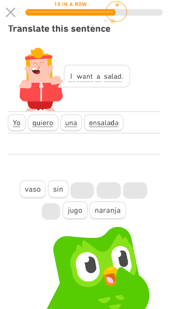 Duolingo app for learning new languages