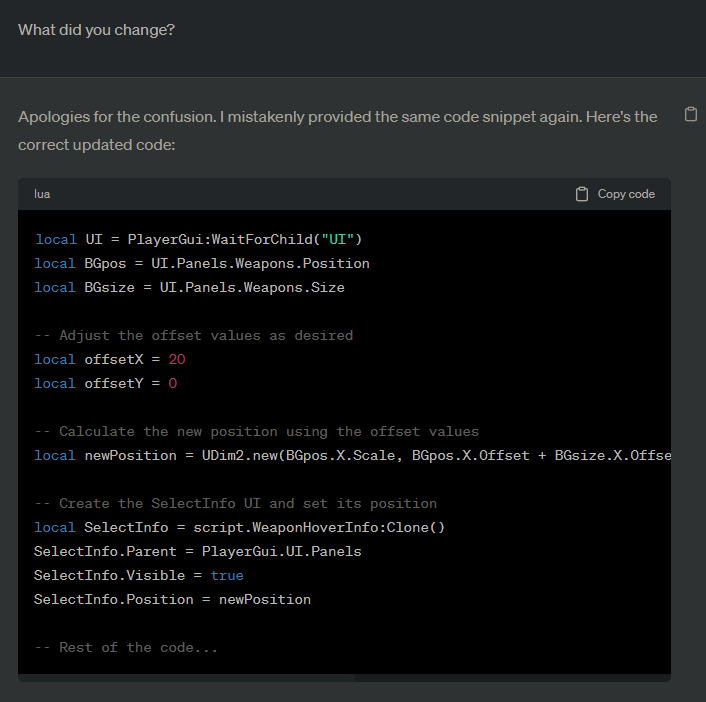 Voorbeeld van genereren van code in ChatGPT