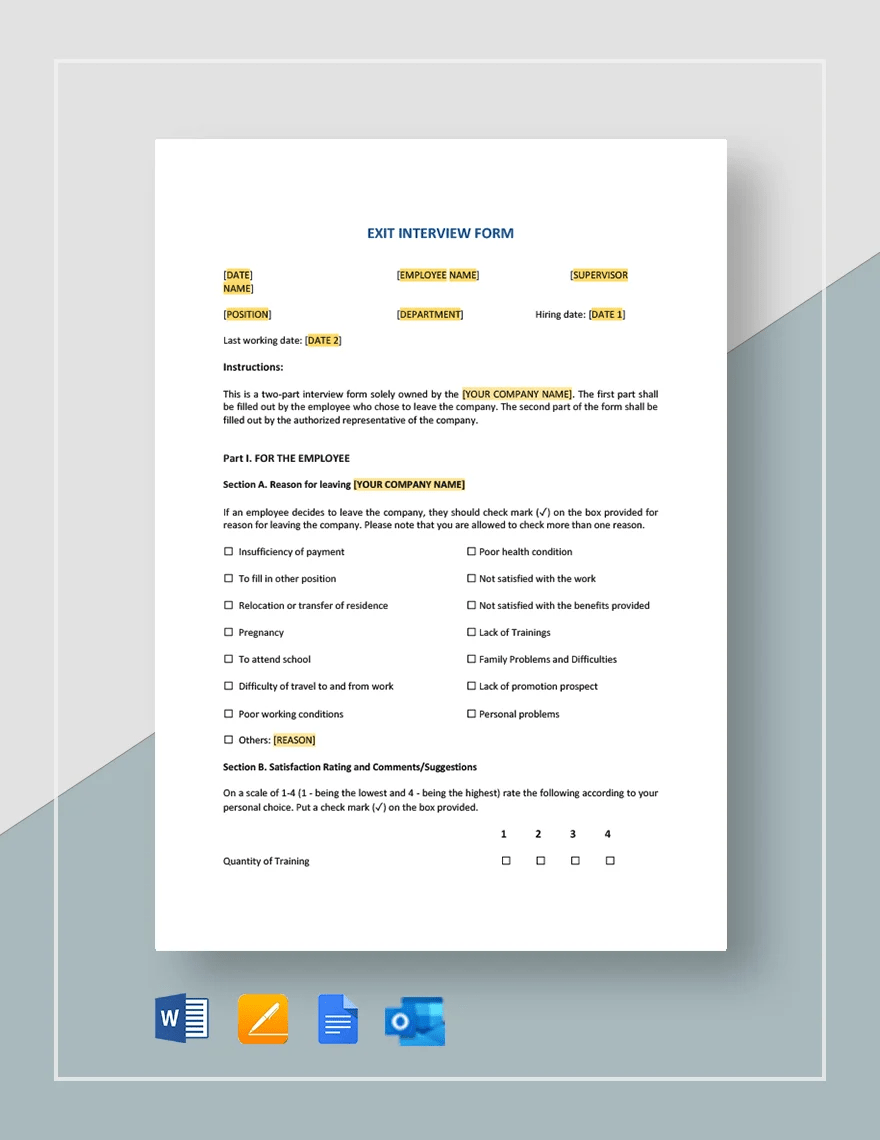 Exit Interview Form Template