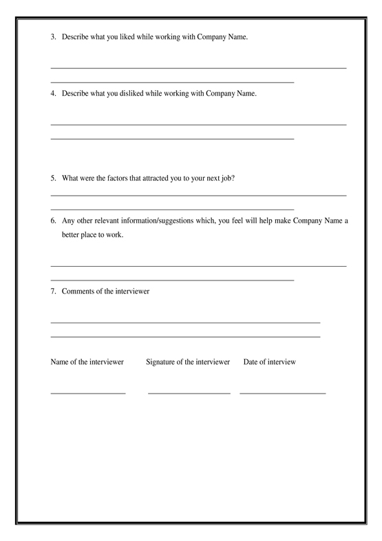 Exit Interview Format Template by Startup HR Toolkit