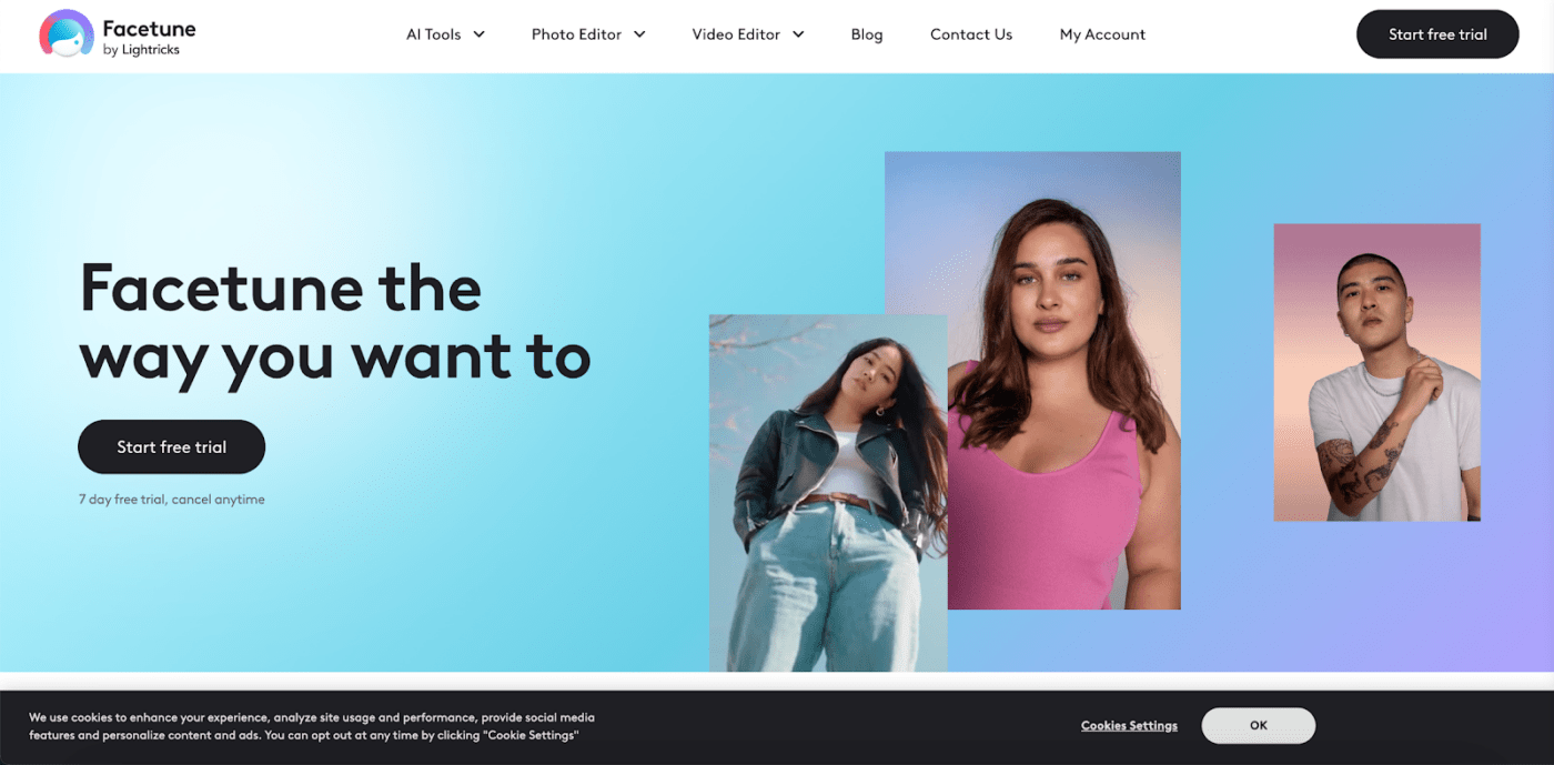Facetune homepage