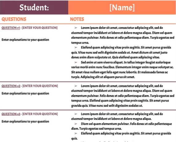 Google Docs Simple Notes For Studying Template