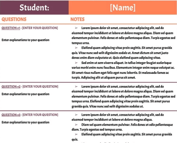 Google ドキュメント Simple Notes For Studying Template