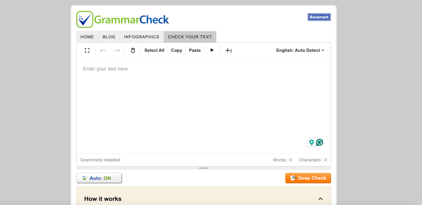 GrammarCheck's interface 