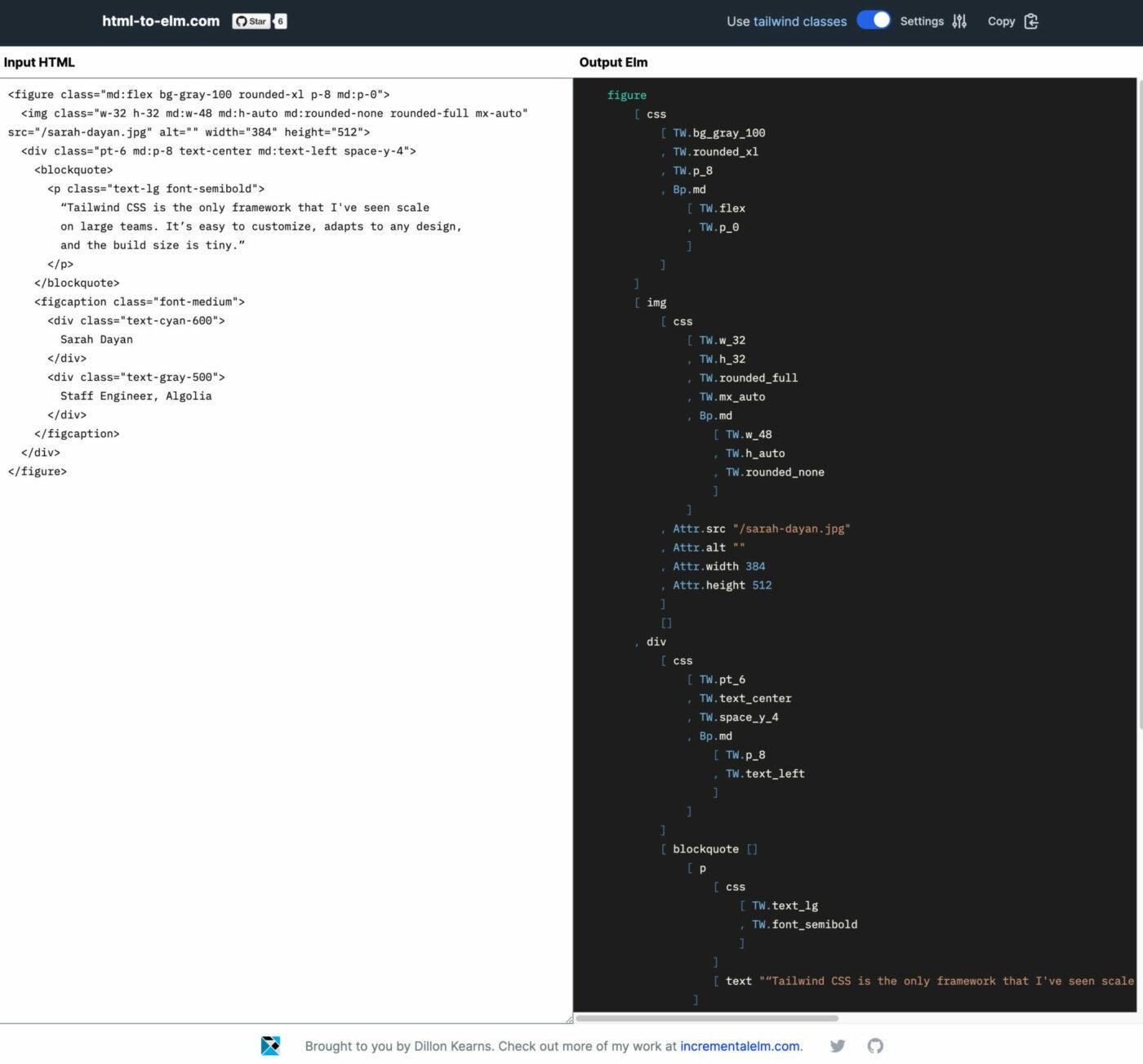 Esempio di conversazione da HTML a Elm