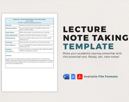 Modèle de prise de notes pour un cours magistral