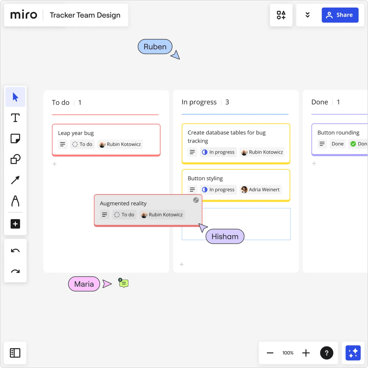 Kanban-Ansicht auf Miro