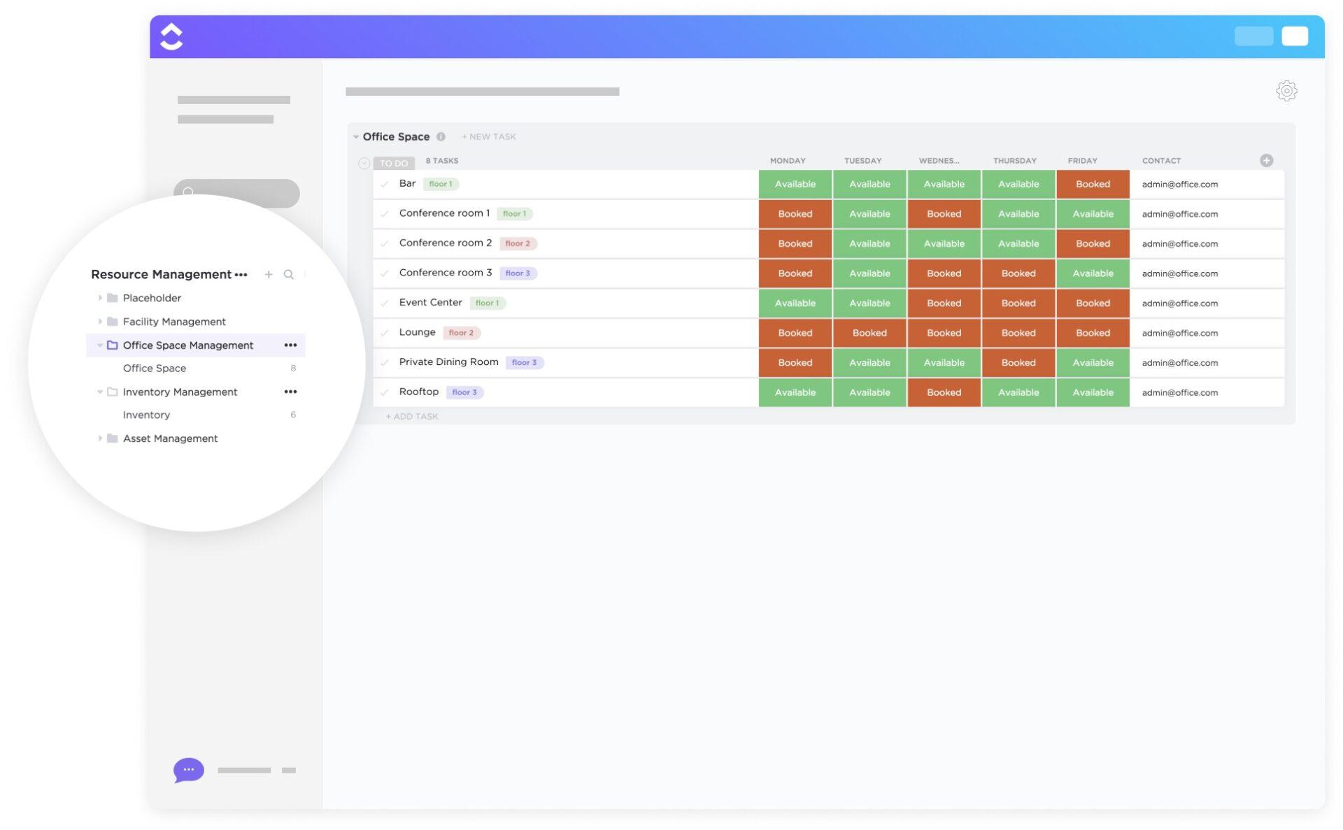 Manage your office space more efficiently with ClickUp's Office Space Management Template 