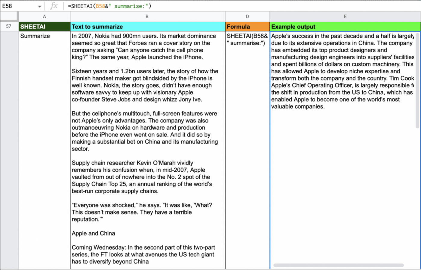 Tableau de bord de l'application SheetAI