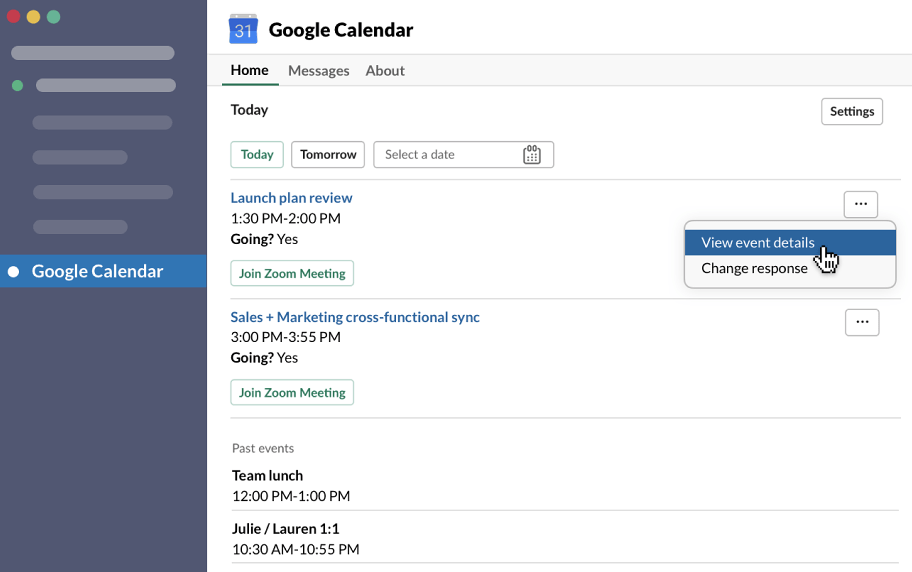 Google Calendar with Slack