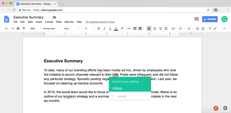 Using Grammarly in Google Docs