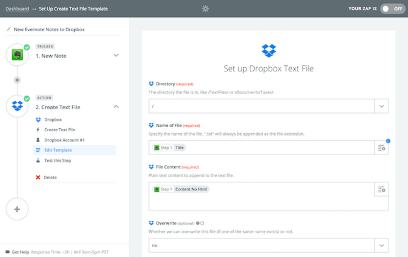 Zapier-Integrationen verwenden, um Dropbox mit Evernote zu verbinden