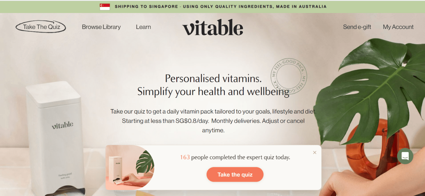 Vitable's landing page