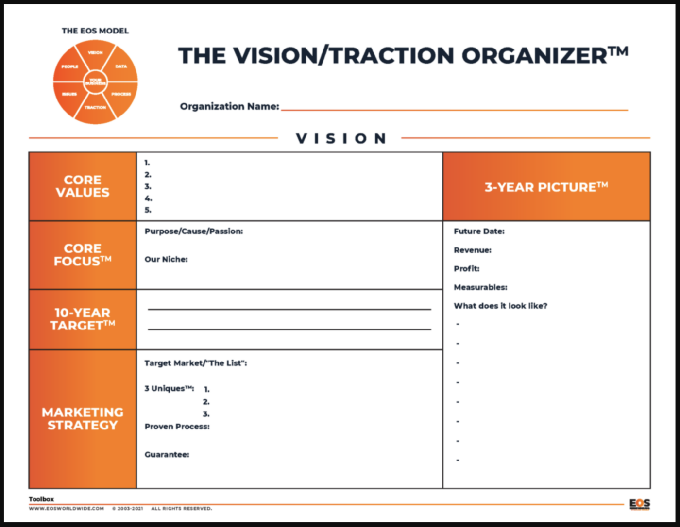 Software de sistema operacional empresarial para empresas: Aproveite o poder da ferramenta simples, prática e comprovada para se fortalecer no Componente de Visão - o Vision/Traction Organizer™