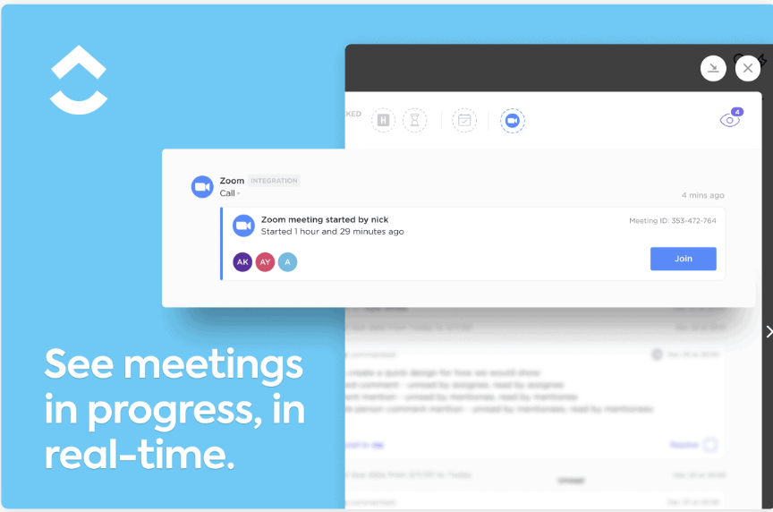 Zoom into your next meeting from ClickUp