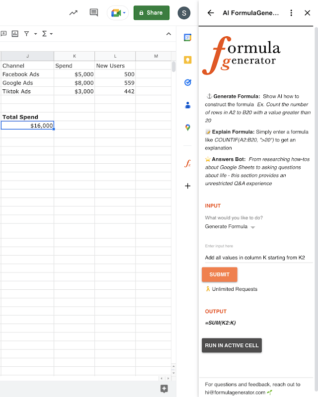 Generator Formula