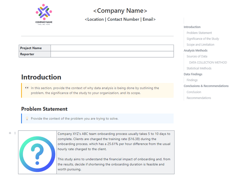 Simplify extracting actionable insights from data using ClickUp's Data Analysis Findings Template