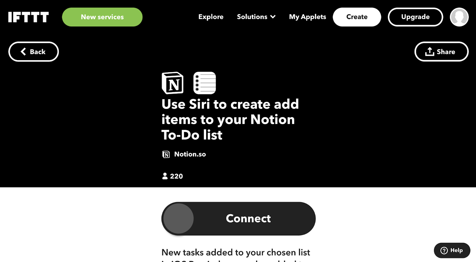 Interface IFTTT