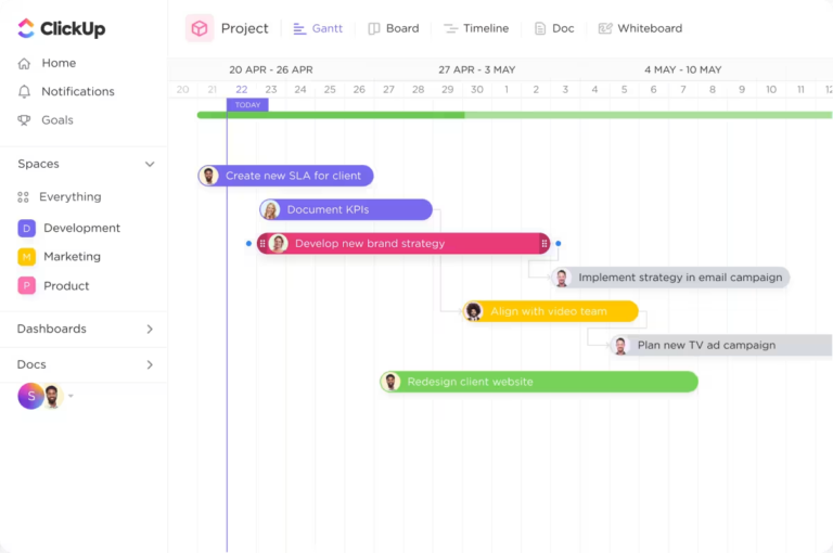 ClickUp’s Gantt charts
