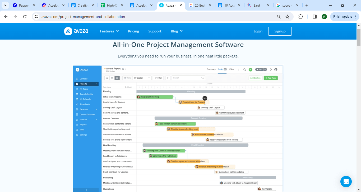 Avaza is one of the Accelo alternatives focused on AI