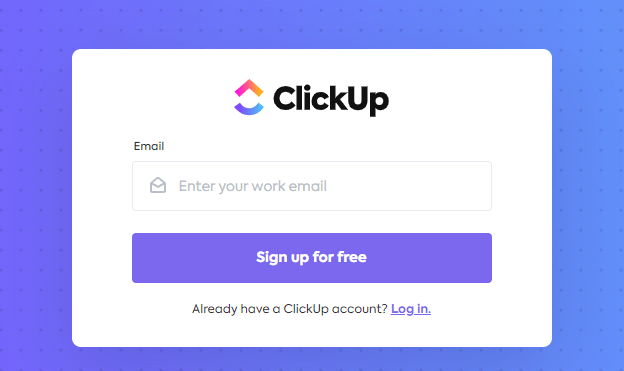 ClickUp Sign up template