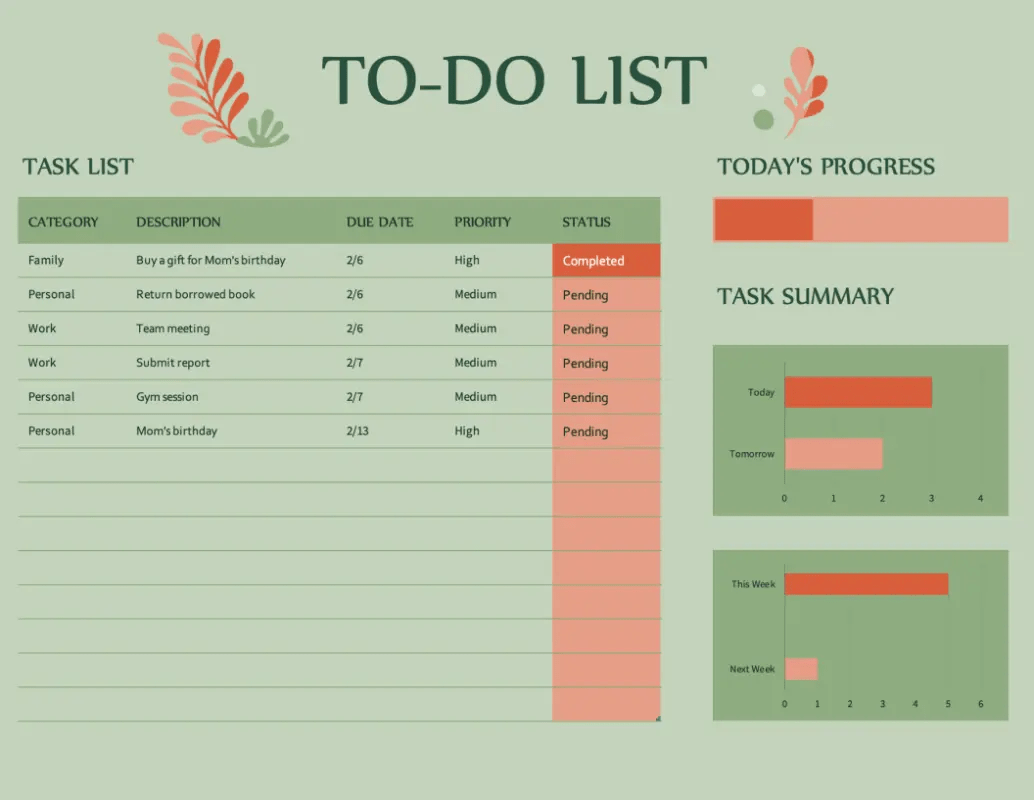 To-do list Excel template