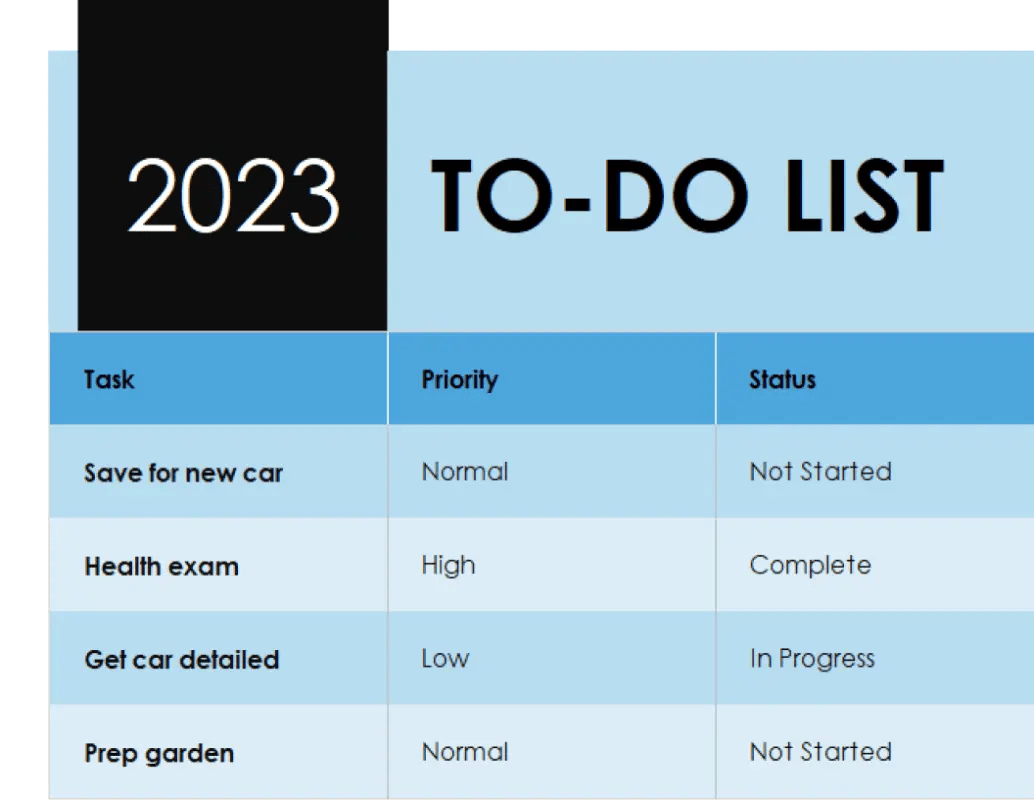 Simple to-do list template