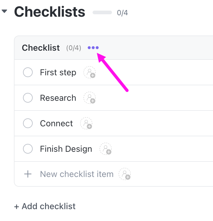 ClickUp’s Checklist features