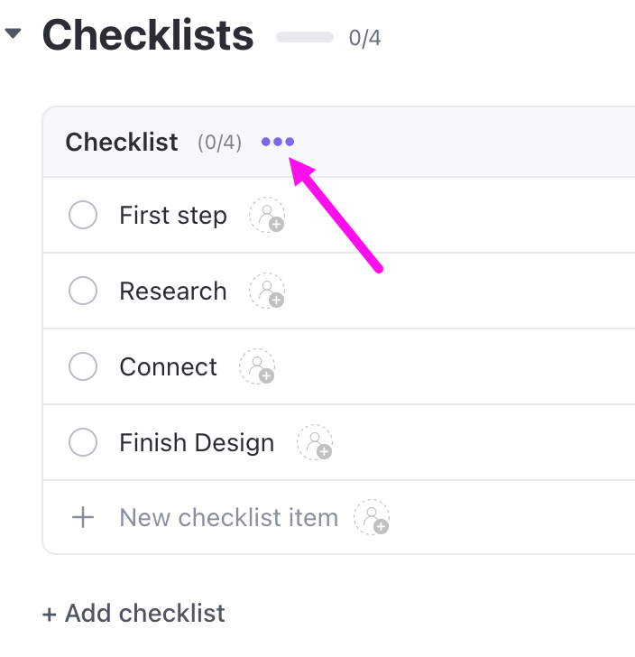 ClickUp's Checkliste Features