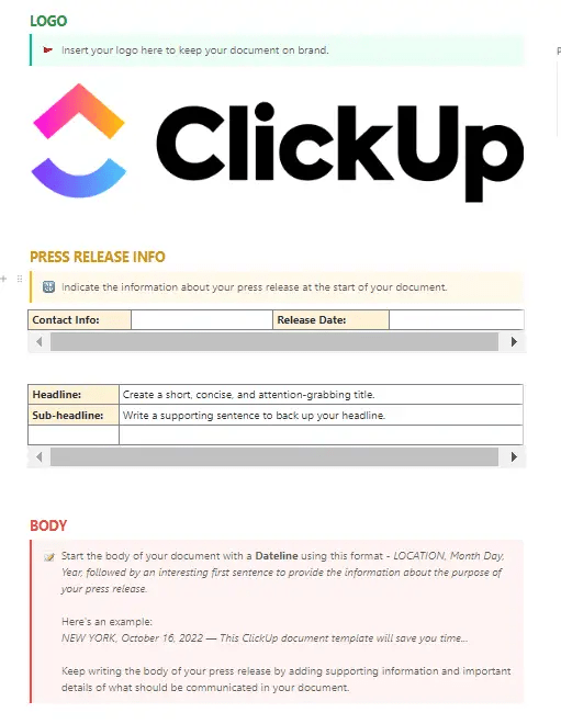 Gather leads and achieve your writing goals with ClickUp’s Content Writing Template  