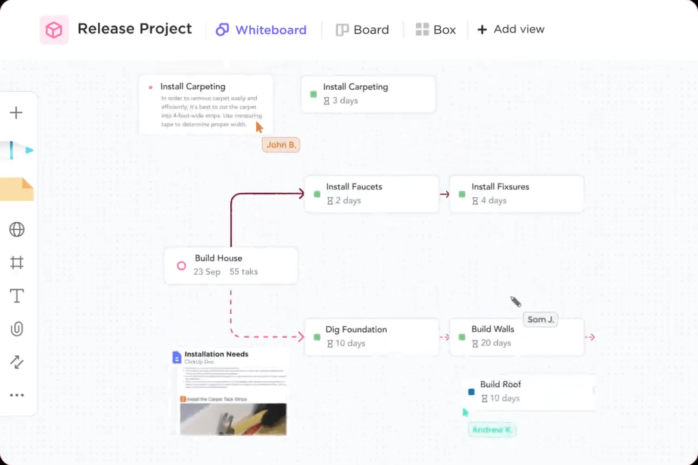 ClickUp's Whiteboards für die Umsetzung von Ideen in Aktionen