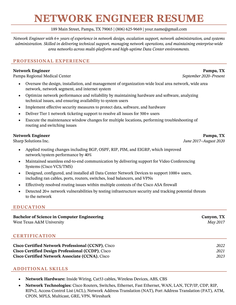 Engineer Template by Resume Genius