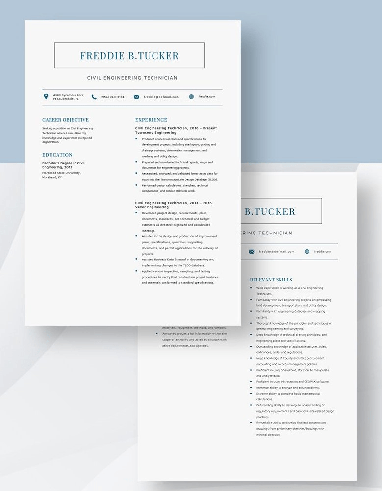 Modelo de técnico de engenharia civil da Template.net